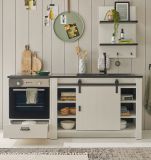 Kche Stove in wei Pinie und anthrazit Landhaus Kchenschrank Set 3-teilig 196 x 180 cm