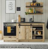 Kche Stove in Used Wood hell und anthrazit Kchenschrank Set 4-teilig 196 x 180 cm