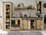 Kche Stove in Used Wood hell und anthrazit Kchenschrank Set 5-teilig 284 x 201 cm
