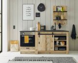 Kche Stove in Used Wood hell und anthrazit Kchenschrank Set 3-teilig 196 x 180 cm
