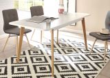 Esstisch Isgard in wei matt und Scandi Eiche Kchentisch skandinavisch ausziehbar mit Einlegeplatte 140 - 180 x 75 cm