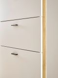 Highboard Bellport in wei matt und Wotan Eiche Kommode inklusive Frontbeleuchtung 100 x 125 cm