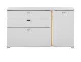 Sideboard Bellport in wei matt und Wotan Eiche Kommode inklusive Frontbeleuchtung 150 cm