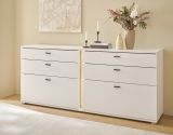 Sideboard Bellport in wei matt und Wotan Eiche Kommode inklusive Frontbeleuchtung 200 cm