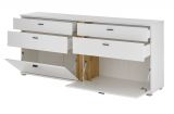 Sideboard Bellport in wei matt und Wotan Eiche Kommode inklusive Frontbeleuchtung 200 cm