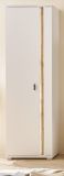 Stauraumschrank Bellport in wei matt und Wotan Eiche Mehrzweckschrank inklusive Frontbeleuchtung 55 x 200