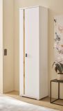 Stauraumschrank Bellport in wei matt und Wotan Eiche Mehrzweckschrank inklusive Frontbeleuchtung 55 x 200