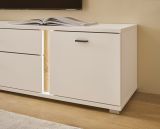 TV-Lowboard Bellport in wei matt und Wotan Eiche TV Unterteil inklusive Frontbeleuchtung 150 cm