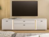 TV-Lowboard Bellport in wei matt und Wotan Eiche TV Unterteil inklusive Frontbeleuchtung 201 cm