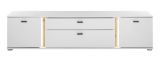 TV-Lowboard Bellport in wei matt und Wotan Eiche TV Unterteil inklusive Frontbeleuchtung 201 cm
