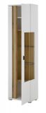 Vitrine Bellport in wei matt und Wotan Eiche Vitrinenschrank inklusive Frontbeleuchtung 55 x 200 cm