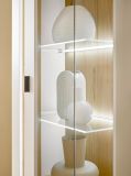 Vitrine Bellport in wei matt und Wotan Eiche Vitrinenschrank inklusive Frontbeleuchtung 55 x 200 cm