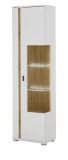 Vitrine Bellport in wei matt und Wotan Eiche Vitrinenschrank inklusive Frontbeleuchtung 55 x 200 cm