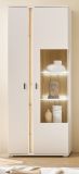 Vitrine Bellport in wei matt und Wotan Eiche Vitrinenschrank inklusive Frontbeleuchtung 80 x 200 cm