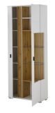 Vitrine Bellport in wei matt und Wotan Eiche Vitrinenschrank inklusive Frontbeleuchtung 80 x 200 cm