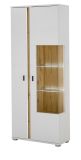 Vitrine Bellport in wei matt und Wotan Eiche Vitrinenschrank inklusive Frontbeleuchtung 80 x 200 cm