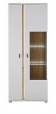 Vitrine Bellport in wei matt und Wotan Eiche Vitrinenschrank inklusive Frontbeleuchtung 80 x 200 cm