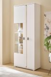 Vitrine Bellport in wei matt und Wotan Eiche Vitrinenschrank inklusive Frontbeleuchtung 80 x 200 cm