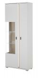 Vitrine Bellport in wei matt und Wotan Eiche Vitrinenschrank inklusive Frontbeleuchtung 80 x 200 cm