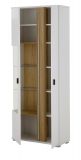 Vitrine Bellport in wei matt und Wotan Eiche Vitrinenschrank inklusive Frontbeleuchtung 80 x 200 cm