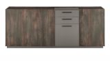 Sideboard Piano in Thermo Eiche und grau Kommode mit Soft-Close 200 x 80 cm
