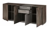 Sideboard Piano in Thermo Eiche und grau Kommode mit Soft-Close 200 x 80 cm