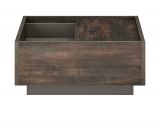 Couchtisch Piano in Thermo Eiche und grau Beistelltisch mit Stauraum 75 x 75 cm