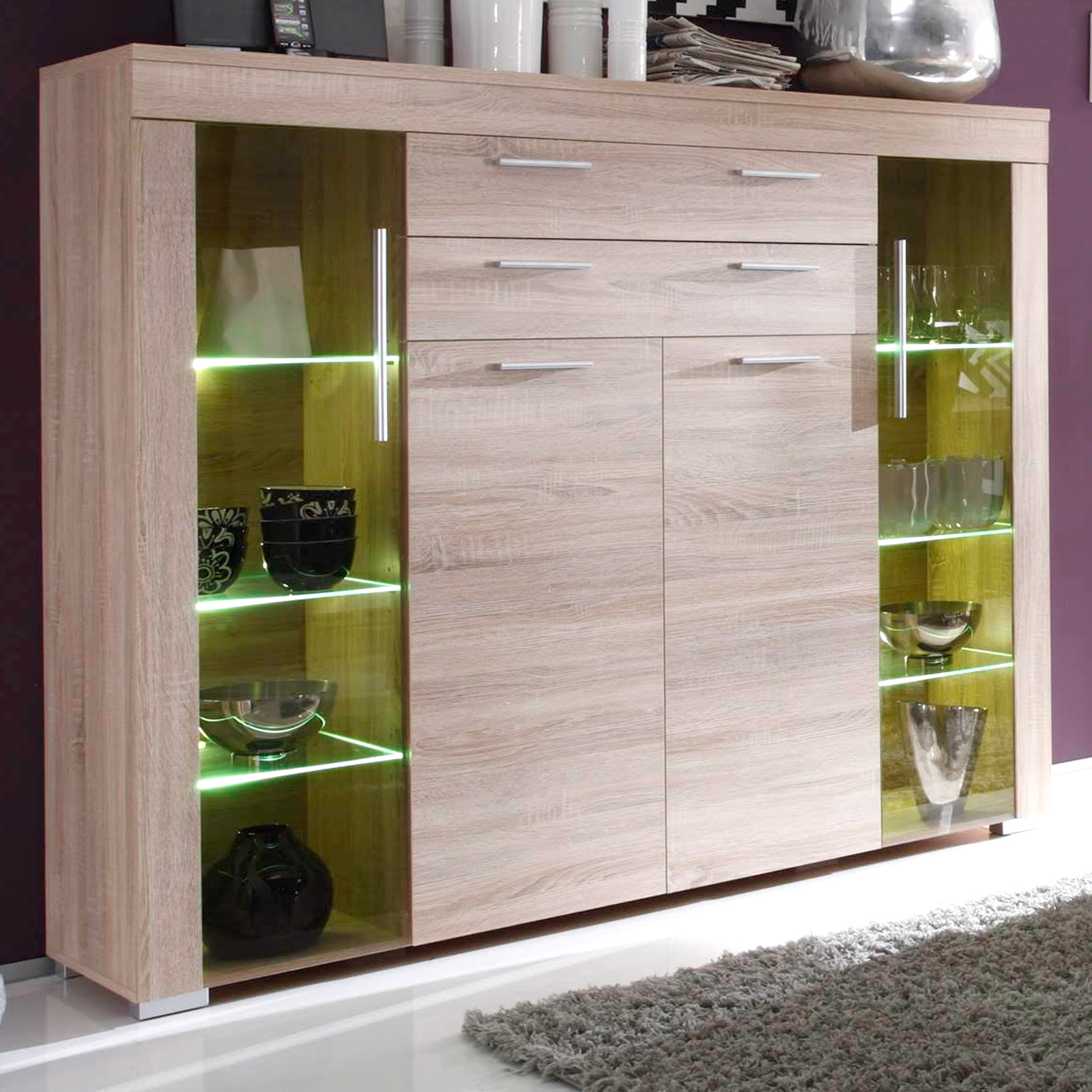 Wohnzimmer: Highboard "Boom" Sonoma Eiche hell sägerau