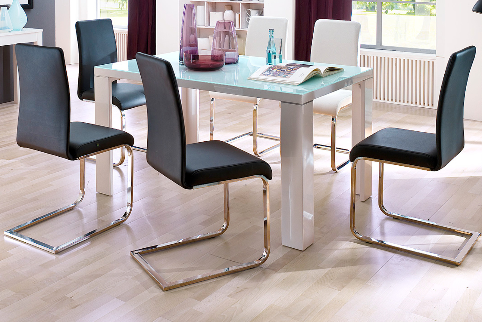 Esstisch Weiss Hochglanz Mit Glasplatte 120 X 80