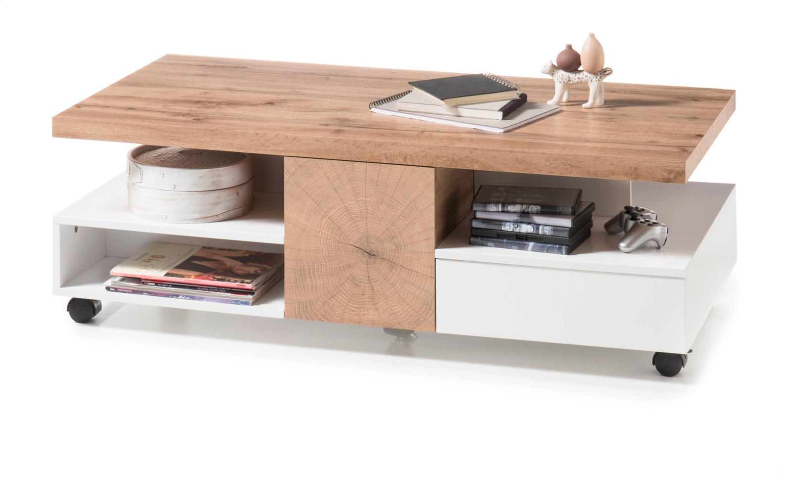 Couchtisch Rennes Eiche und matt weiß 120 cm