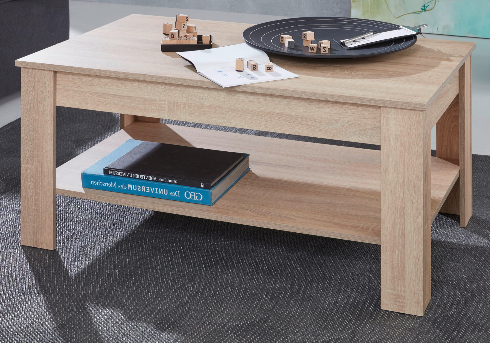 Couchtisch Sonoma Eiche 110 cm mit Ablage