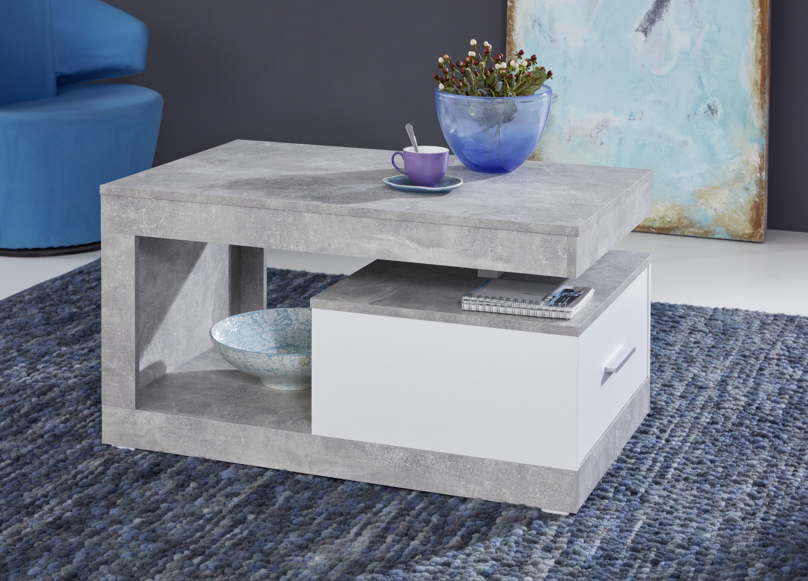 Couchtisch Stone Design und weiß 90 cm