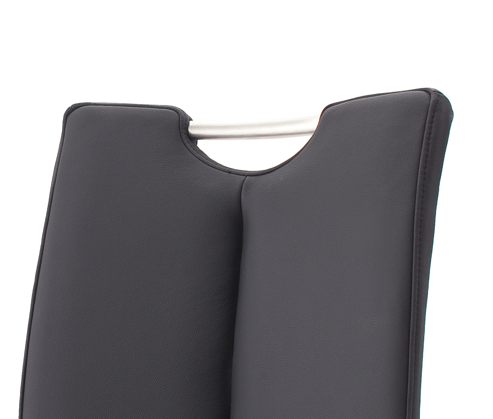 2 X Stuhl Artos In Schwarz Leder Und Edelstahl Freischwinger Mit Griffloch Flachrohr Esszimmerstuhl 2er Set
