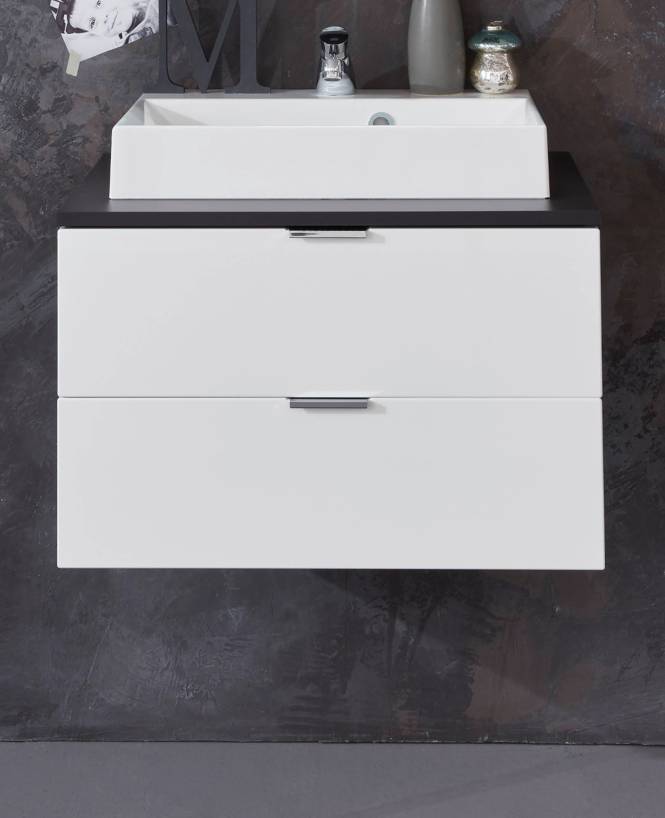 Waschtisch Concept1 in Hochglanz weiß und grau