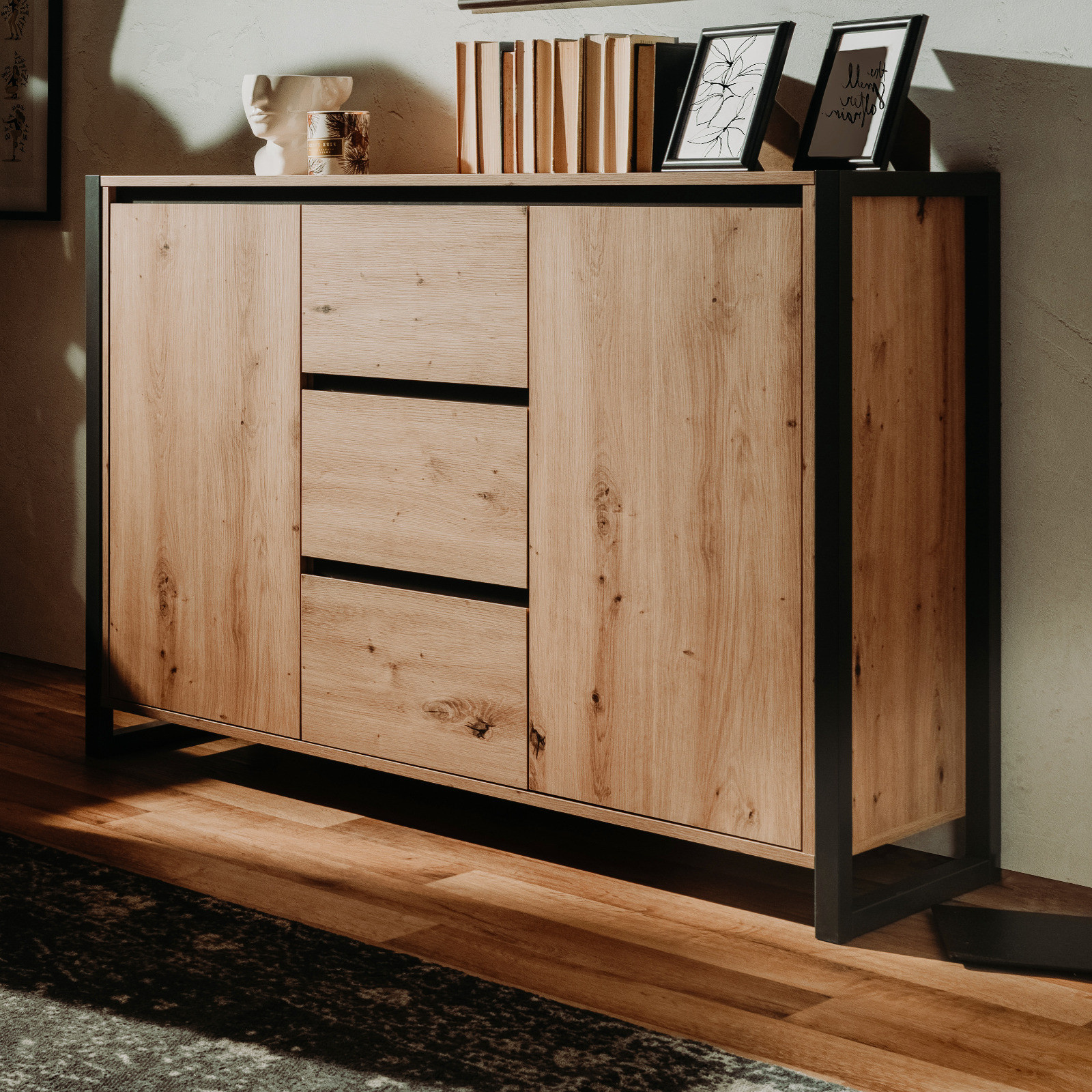 Kommode "Denver" Artisan Eiche & Anthrazit 120 x 88 cm