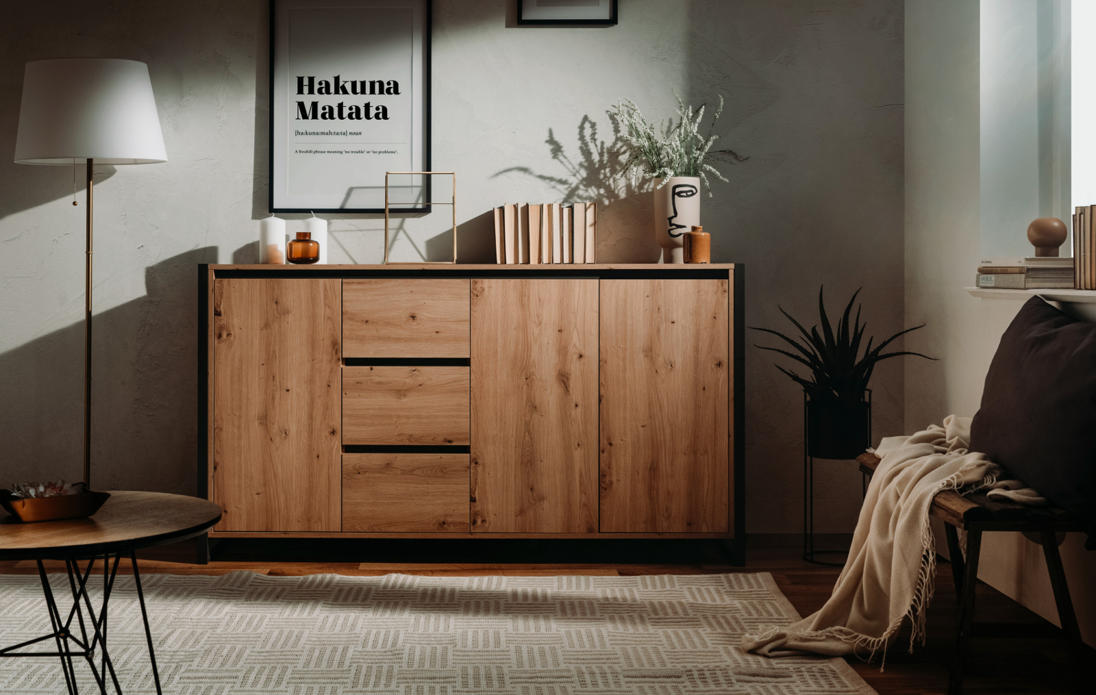Sideboard Denver Artisan Eiche & Anthrazit 160 x 88 cm