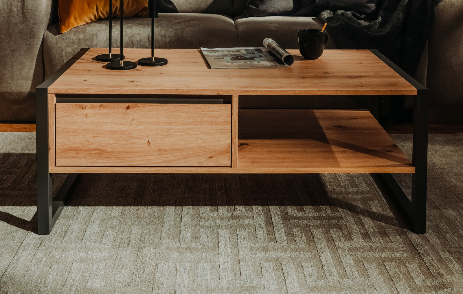 Couchtisch "Denver" Eiche und Anthrazit 100 x 55 cm