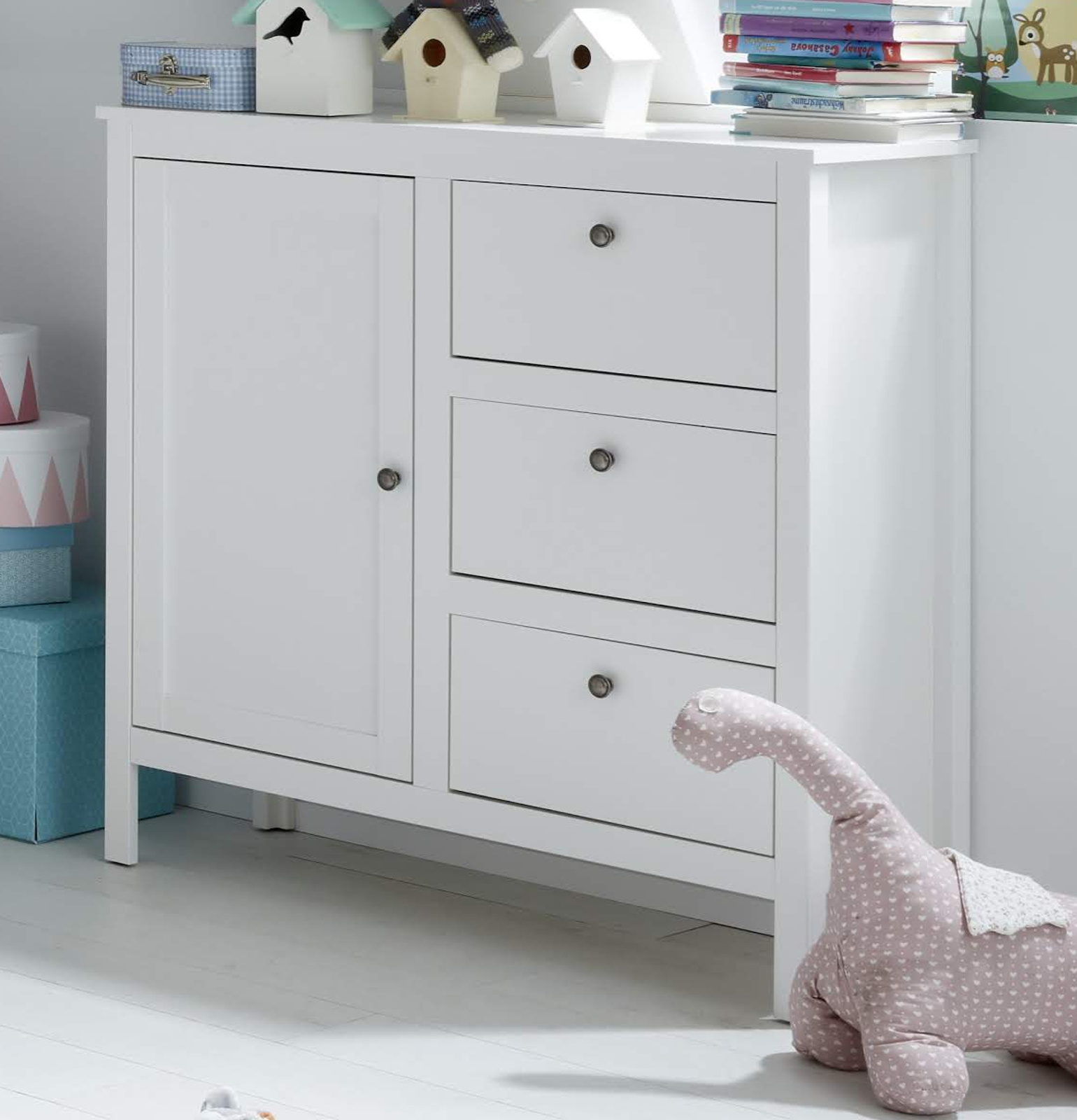 Babyzimmer Kommode Ole in weiß Landhaus 96 x 98 cm