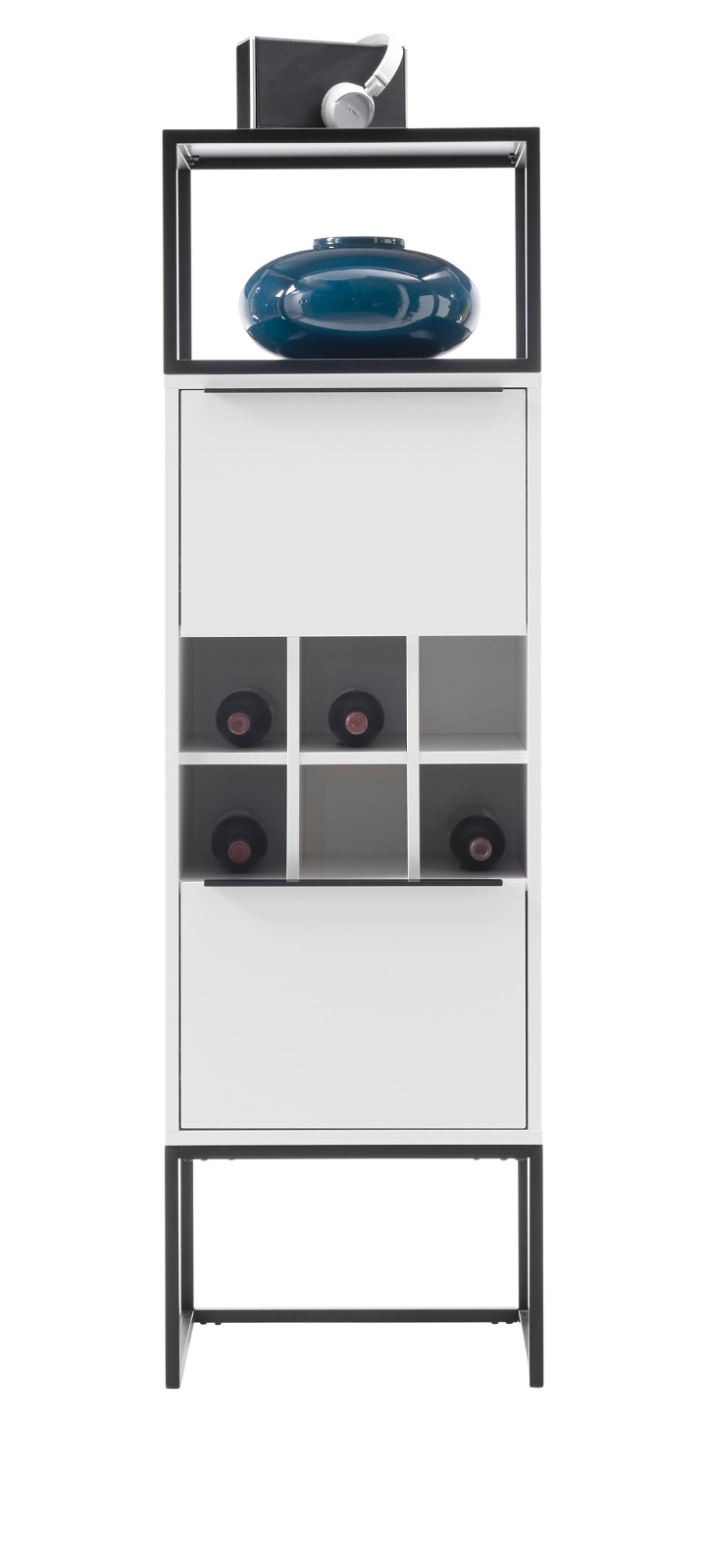 Vitrine Lille in weiß mit Metallgestell 50 x 165 cm Standregal Lille in weiß mit Metallgestell 50x165 cm