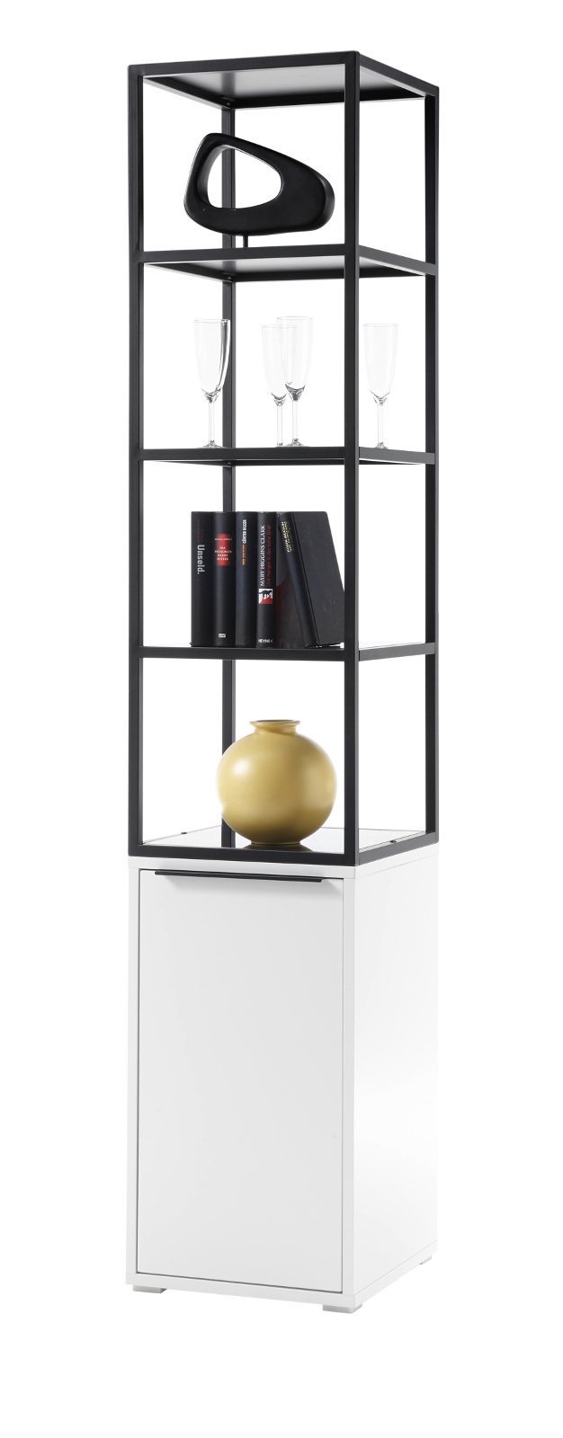 Standregal Lille in weiß mit Metallgestell 50x165 cm Standregal Lille in weiß mit Metallgestell 50x165 cm