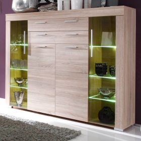 Wohnzimmer: Highboard Boom Sonoma Eiche sägerau, hell (160x137 cm) inkl. LED-Beleuchtung Wohnzimmer: Highboard Boom Sonoma Eiche sägerau, hell (160x137 cm) inkl. LED-Beleuchtung