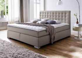 Boxspringbett Isabelle 160 x 200 cm Leder Optik muddy 7 Zonen Tonnentaschenfederkern Matratze Boxspringbett Isabelle 160 x 200 cm Leder Optik muddy 7 Zonen Tonnentaschenfederkern Matratze
