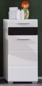 Badezimmer Unterschrank Mezzo in weiß Hochglanz mit Eiche dunkel Badschrank 37 x 79 cm Badezimmer Unterschrank Mezzo in weiß Hochglanz mit Eiche dunkel Badschrank 37 x 79 cm