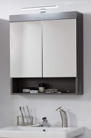 Badezimmer Spiegelschrank Runner in Sardegna grau Rauchsilber Badschrank 2-türig 58 x 75 cm Badezimmer Spiegelschrank Runner in Sardegna grau Rauchsilber Badschrank 2-türig 58 x 75 cm