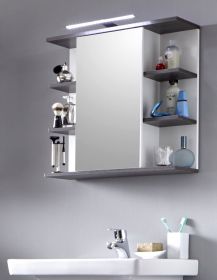 Badezimmer Spiegelschrank California in weiss und Sardegna grau Rauchsilber Badezimmerschrank 60 x 60 cm
