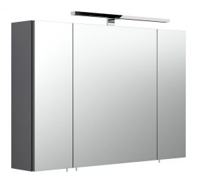 Badezimmer Spiegelschrank Rima in anthrazit inkl. LED Badschrank 3-türig 90 x 62 cm