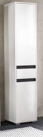 Badezimmer Hochschrank SOL in weiß Hochglanz lackiert und grau Badschrank 35 x 191 cm