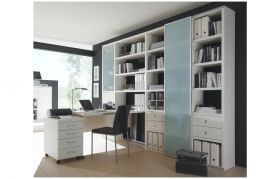 Bürowand MDor in weiß matt lackiert Büromöbel Set 3-teilig 276 x 222 cm