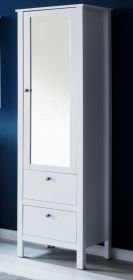 Badezimmer Hochschrank Ole in weiß Badschrank mit Spiegeltür 49 x 192 cm