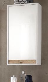 Badezimmer Hängeschrank SOL in weiß Hochglanz lackiert und Alteiche Badschrank 35 x 73 cm